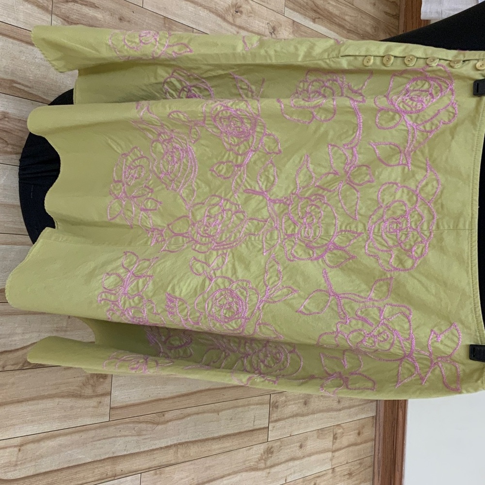 J. Jill Olive and Pink Embroidered Skirt